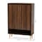 Baxton Studio Landen Mid-Century Modern Walnut Brown and Gold Finished Wood 2-Door Entryway Shoe storage Cabinet 174-10958-Zoro - alternate 10